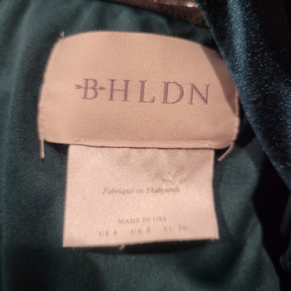 Bhldn Size 4 Edison Velvet Emerald Green Formal Off Shoulder Dress - Picture 5 of 5